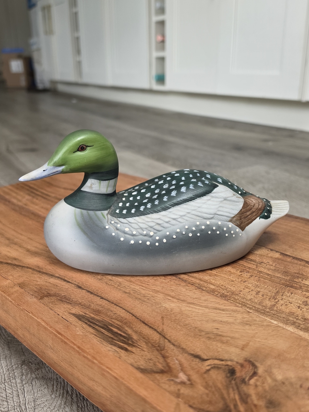 Vintage Ceramic Common Loon Duck Figurine  Hand Painted Home Accent Collectable